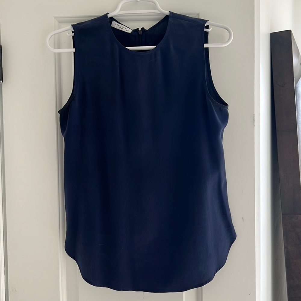 Equipment Blue Silk Sleeveless Top
